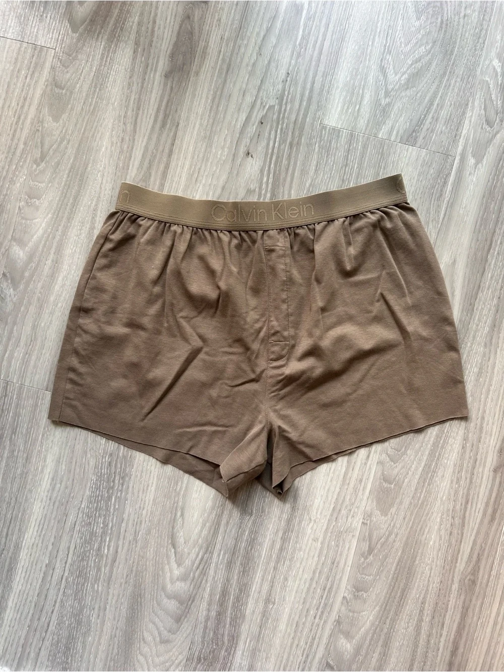 Calvin Klein | CK Black Lounge Sleep Shorts in Olive Brown (Small)